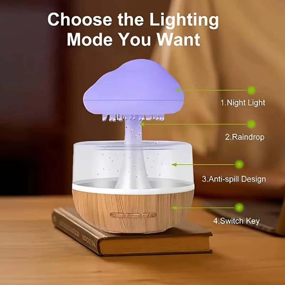 Rain Cloud Humidifier Colorful Mushroom Cloud Night Light Essential Oil Aromatherapy Machine