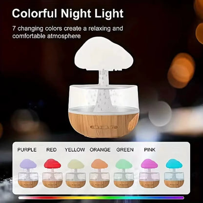 Rain Cloud Humidifier Colorful Mushroom Cloud Night Light Essential Oil Aromatherapy Machine